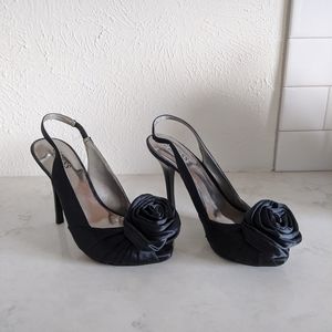 Black slingback heels w/ rose